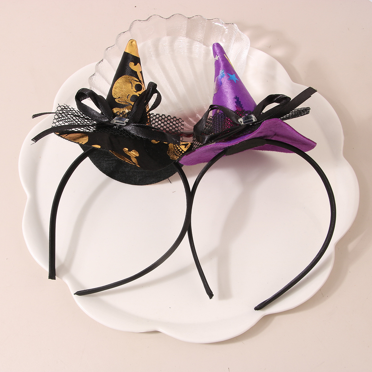 2024 Cross-Border European and American Halloween Funny Headband Ball Dress up Headdress Bow Witch Hat Pumpkin Headband Hair Accessories