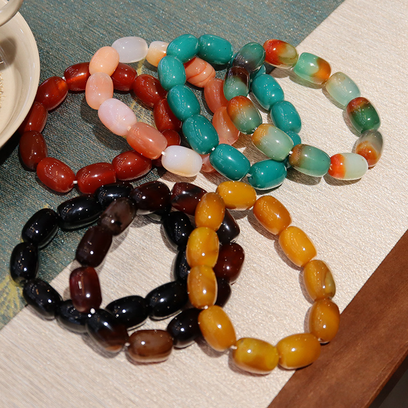 0万条相似同款3跨境专供不定型玛瑙手链随形混彩红黑梦幻玛瑙手串欧美