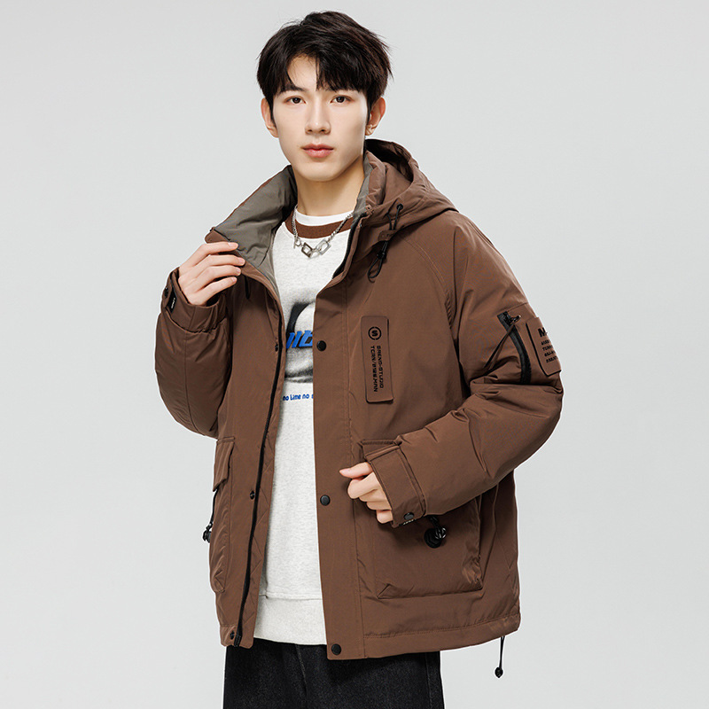 down Jacket Men's Short Type Hooded Jacket Men Fashion Brands Warm Keeping Sports White Duck down Thickened Casual Top Clothes Winter Clothes