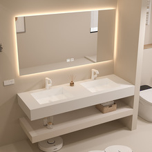 A4L卫生间岩板一体盆浴室双层无缝连接洗漱台洗脸盆洗手池酒店风