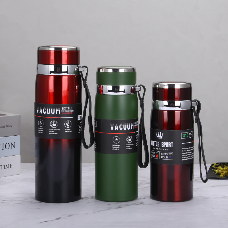 Customized Large Capacity Men's Sports Kettle Outdoor Gradient Color Stainless Steel Sling Pot Vacuum Insulation Cup Wholesale