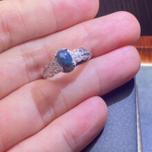 一撇一捺星河系列14k金蓝色欧泊戒指女链条抽拉宝石ins高级感复古