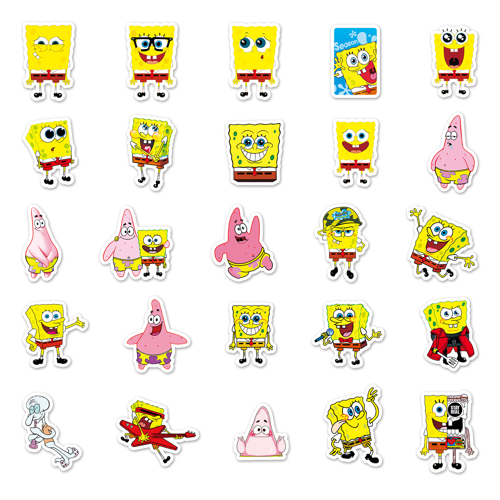 60张卡通海绵宝宝贴纸 防水行李箱冰箱摩托车贴纸个性笔记本贴