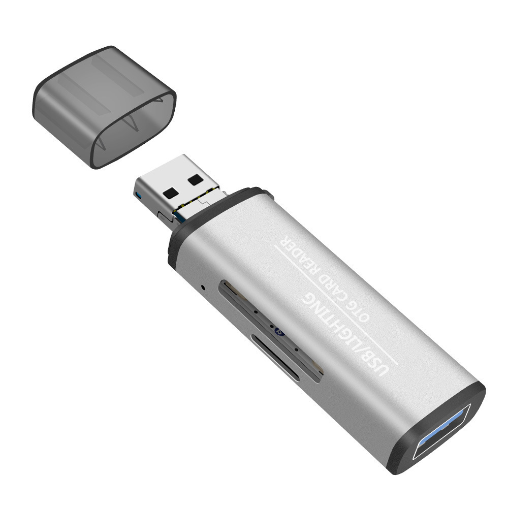 适用苹果otg读卡器sd/tf内存卡u盘转换器三合一usb otg手机读卡器