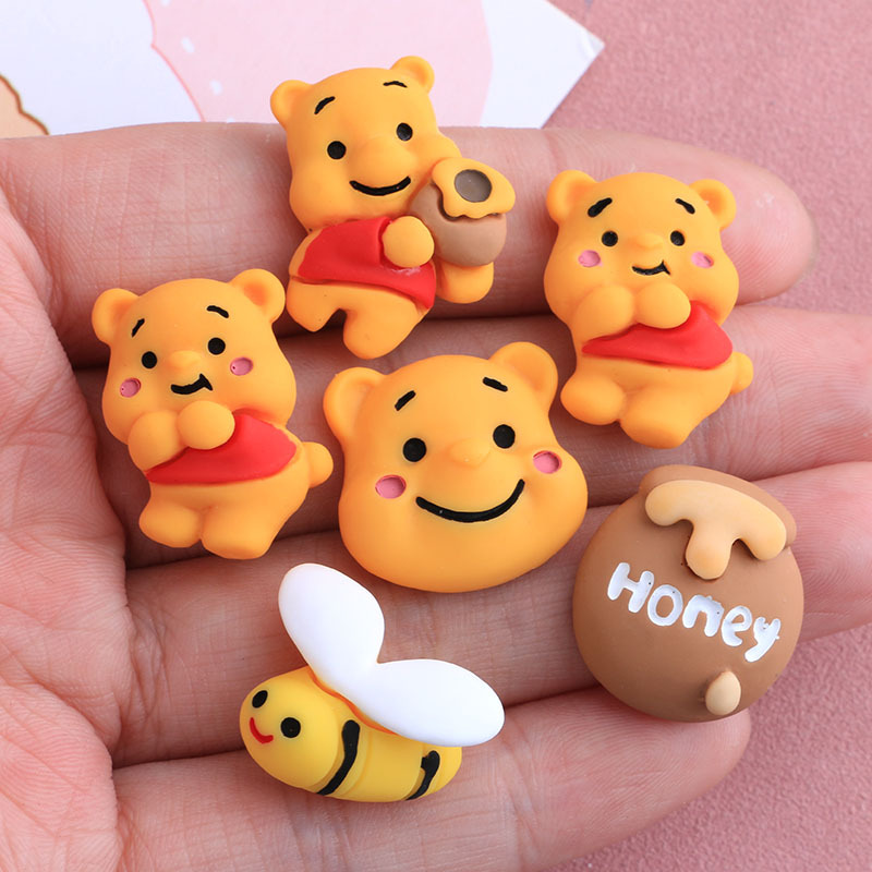 Cartoon Pooh Bear DIY Homemade by Hand Cream Glue Resin Accessories Wholesale Phone Case Barrettes Headband Material Package