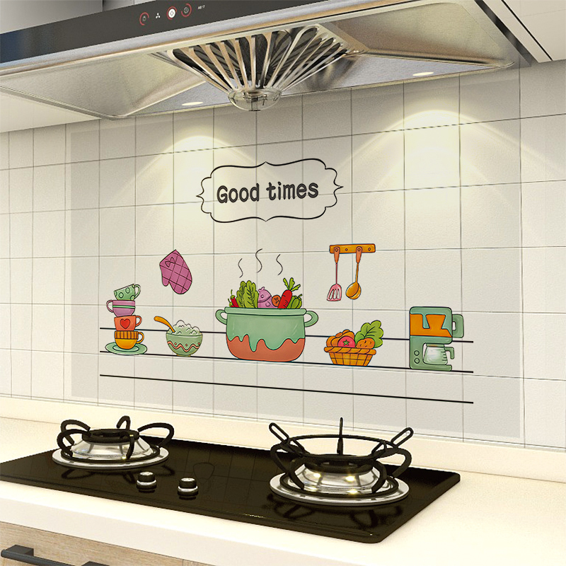 26n透明厨房墙壁防水防油贴纸防火耐高温自粘墙纸贴画墙面贴膜可