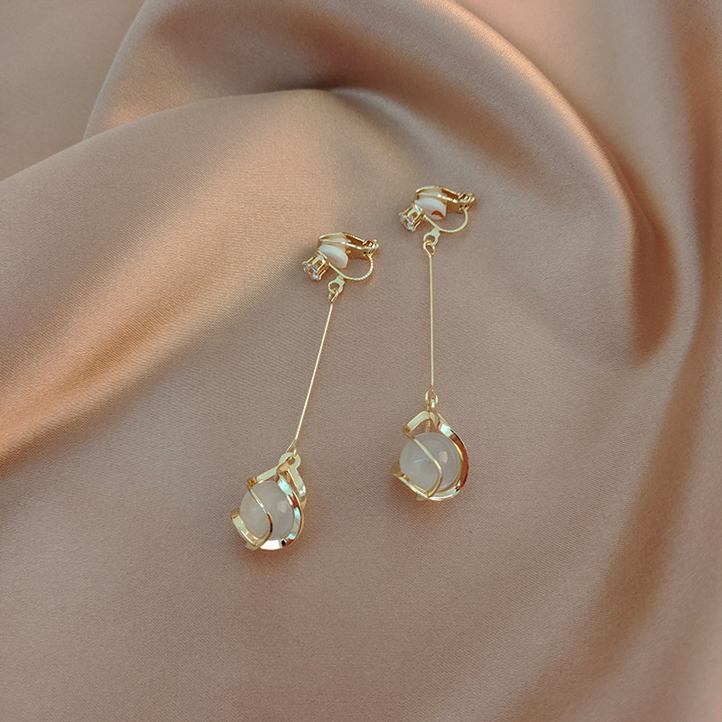 Elegant Painless Ear Clip without Pierced Female Retro Fairy French Style Mori Clip-on Earrings Super Fairy Drop Earrings