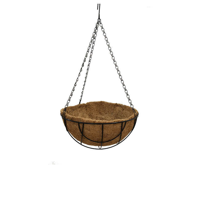 Factory Direct round Iron Coconut Palm Flower Pot Hanging Basket Coconut Clothes Flower Basket Hanging Pots Hanging Basket Hanging Flower Pot Cross-Border Gardening