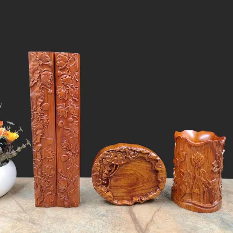 文房四宝精品套装笔墨纸砚摆件高档专业礼盒镇尺砚台书法用品初