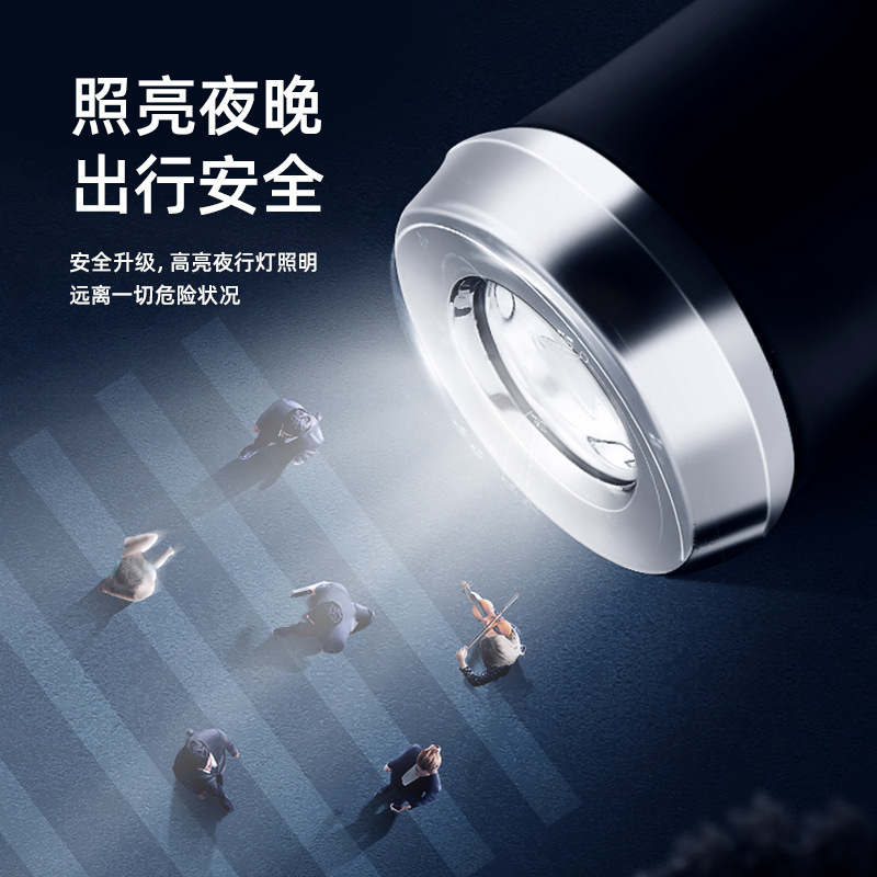 Tiktok Same LED Flashlight Umbrella Automatic Vinyl Light Sun Umbrella Rotatable Business Car Folding Umbrella