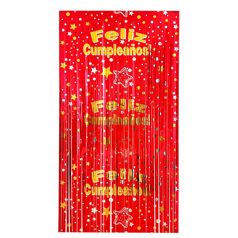 Cross-Border Western Birthday Tinsel Curtain Square Tassel Five-Pointed Star Rain Silk Birthday Party Bar Party Layout Rain Silk