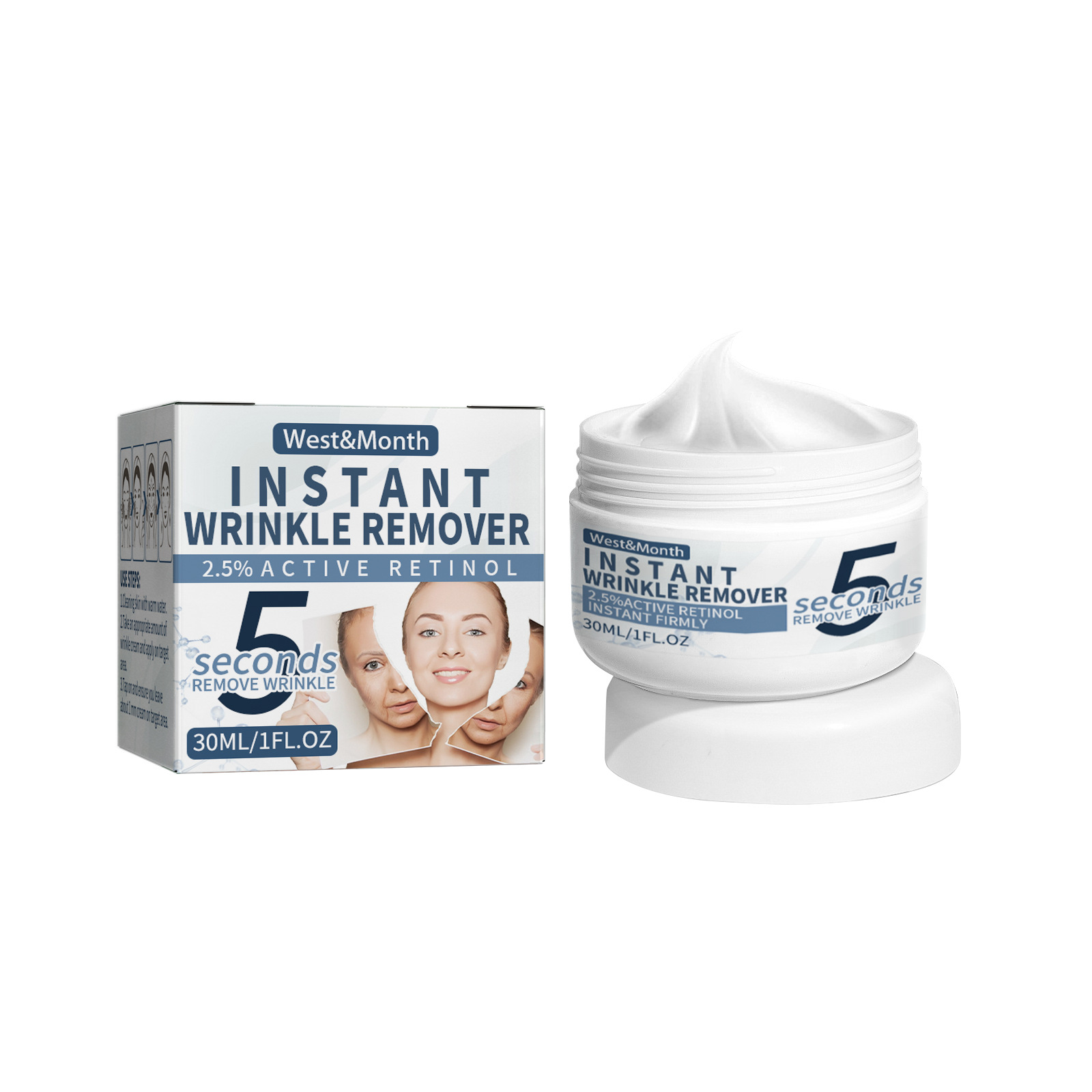 West Month 5 Seconds Retinol Wrinkle Lift Cream Fade Eye Puffiness Reduce Wrinkles Hydrating Lifting Wrinkle Lift Cream