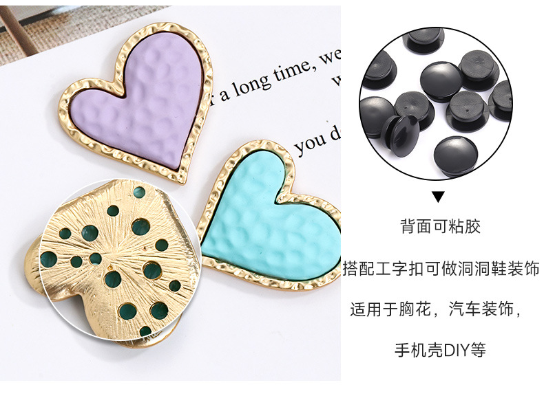 溪川新品合金喷漆歪桃心 手工diy洞洞鞋鞋饰手机壳服装饰品配件