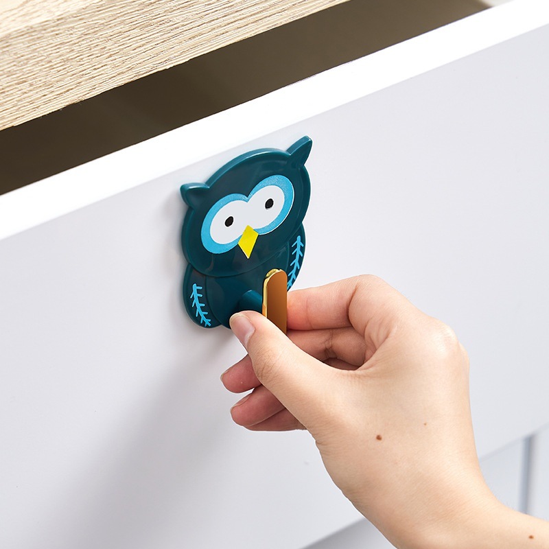 Cartoon Light Luxury Owl Hook Punch-Free Strong Seamless Wall Storage Sticky Hook Door Back Key Rack Handle