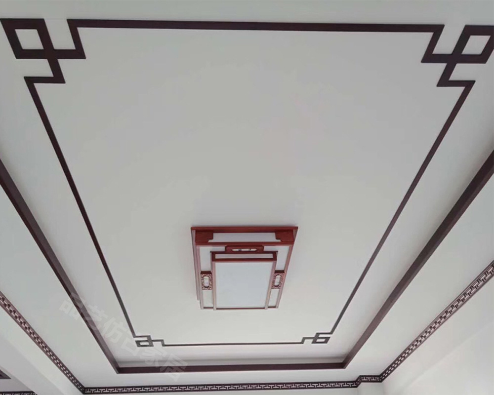 td61东阳木雕新中式吊顶角花实木线条平板线l线装修客厅造型对角