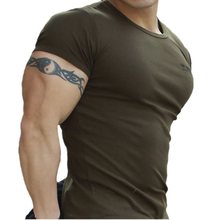 男紧身衣战术T恤棉弹力体恤修身短袖显肌肉健身运动半袖圆领潮
