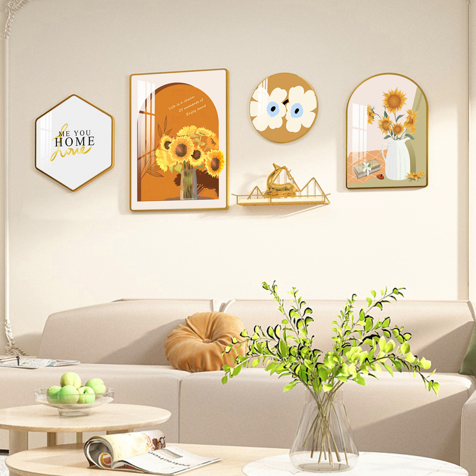 北欧客厅装饰画现代简约沙发背景墙挂画组合小清新床头餐厅壁画