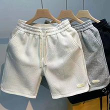 WZXSK波浪纹短裤夏季男设计感小众休闲五分沙滩裤美式潮牌高街运
