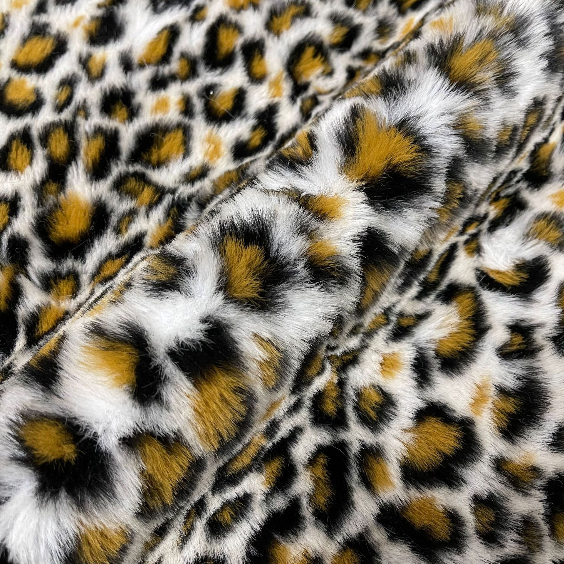 毛绒现货900克豹纹再生材料仿兔毛扎染面料绒布长毛玩具拖鞋布料