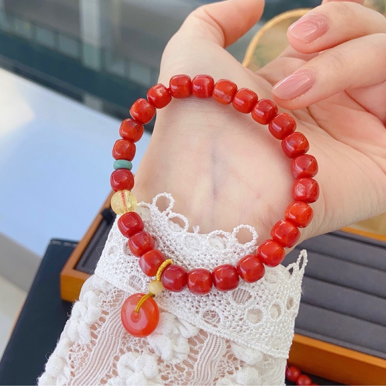 天然南红玛瑙老型手串满色满肉正宗川料柿子红南红玛瑙7.