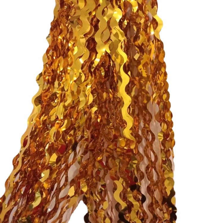 New Bright Wave 2M Wave Party Tassel Anniversary Birthday Background Decoration Tinsel Curtain