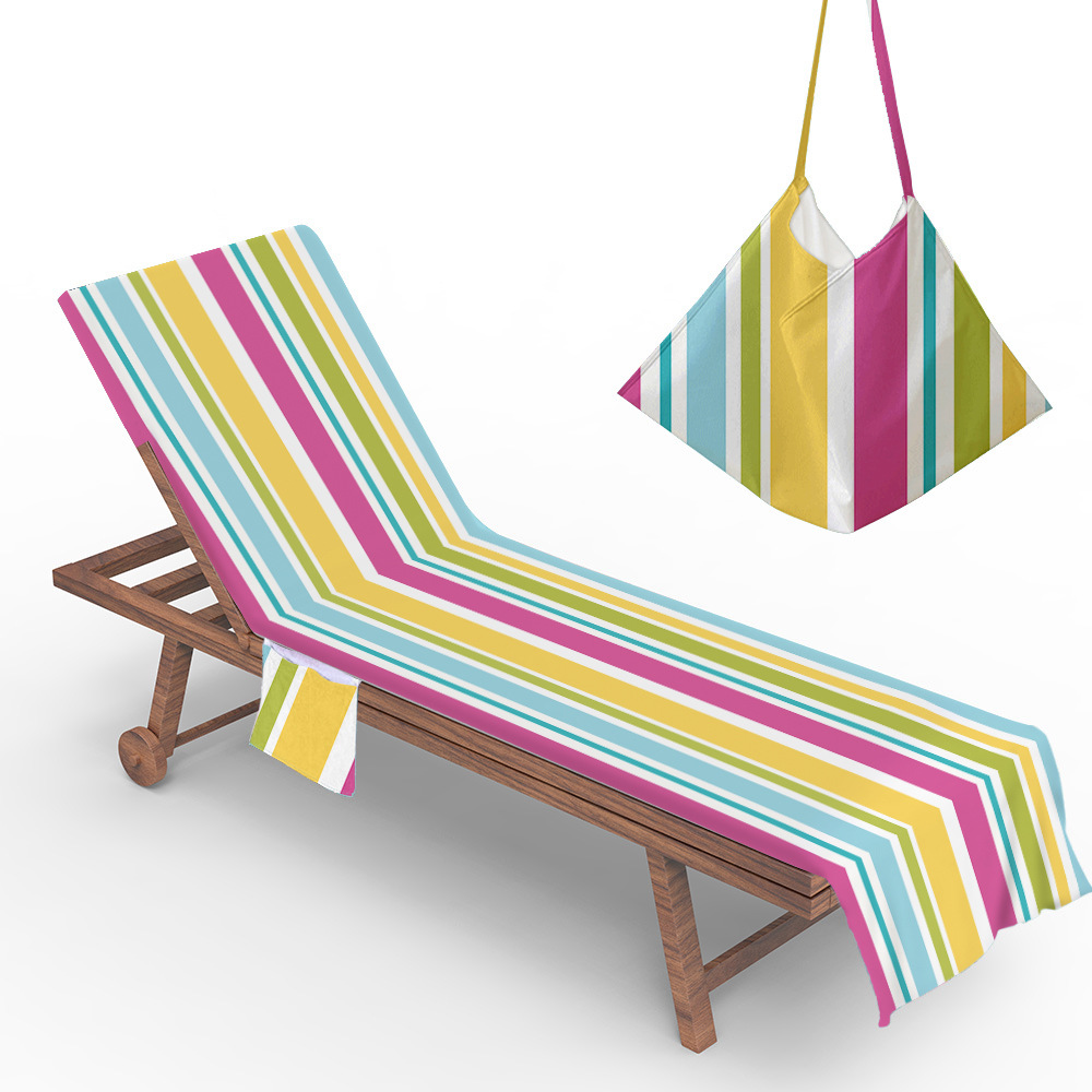 厂家直供沙滩椅套 躺椅罩毛巾包 沙滩巾椅套带包一件起订几何w纹