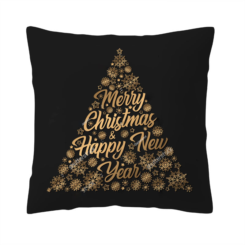 Amazon 2022 Cross-Border Hot Selling Christmas Pillow Cover Home Black Gilding Throw Pillowcase Living Room Sofa Cushion