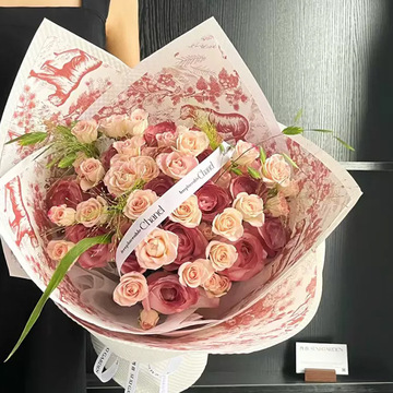 欧式复古包花纸艺术纸加厚轻防水印花牛皮纸新款网红鲜花包装材料