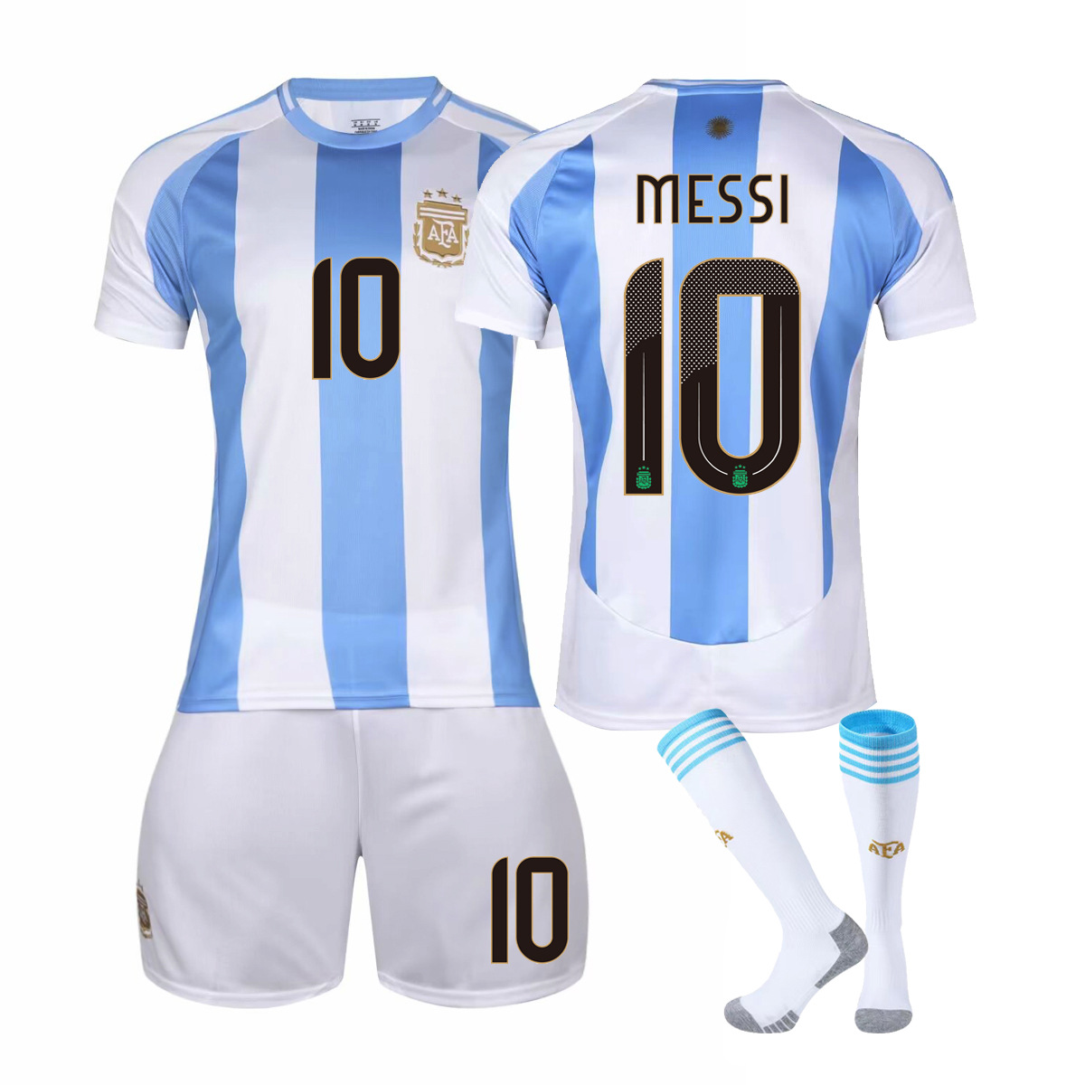 外贸2425阿根廷国家队主场10号梅西足球服成人儿童球衣套装跨境
