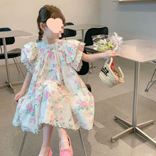 小女孩公主裙夏季2024新款碎花连衣裙韩版洋气田园可爱裙子女童潮