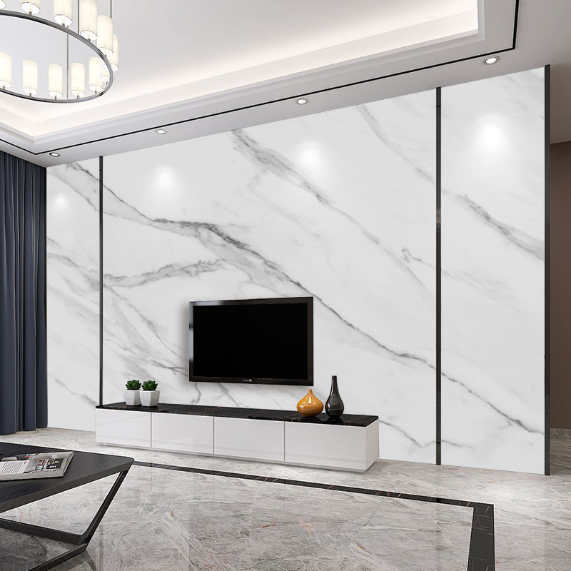 电视背景墙壁纸壁画8d简约北欧仿大理石客厅影视墙墙布3d贴画