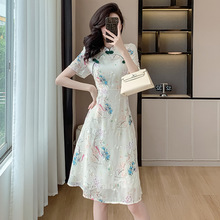 2024夏新款新中式改良版旗袍中国风年轻款印花时尚裙子