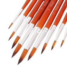 定制双色尼龙毛画笔木杆丙烯颜料笔描边美术勾线笔笔板刷套装批发