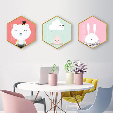 现代简约卧室客厅童趣装饰画创意卡通动物男孩女孩挂画儿童房壁画