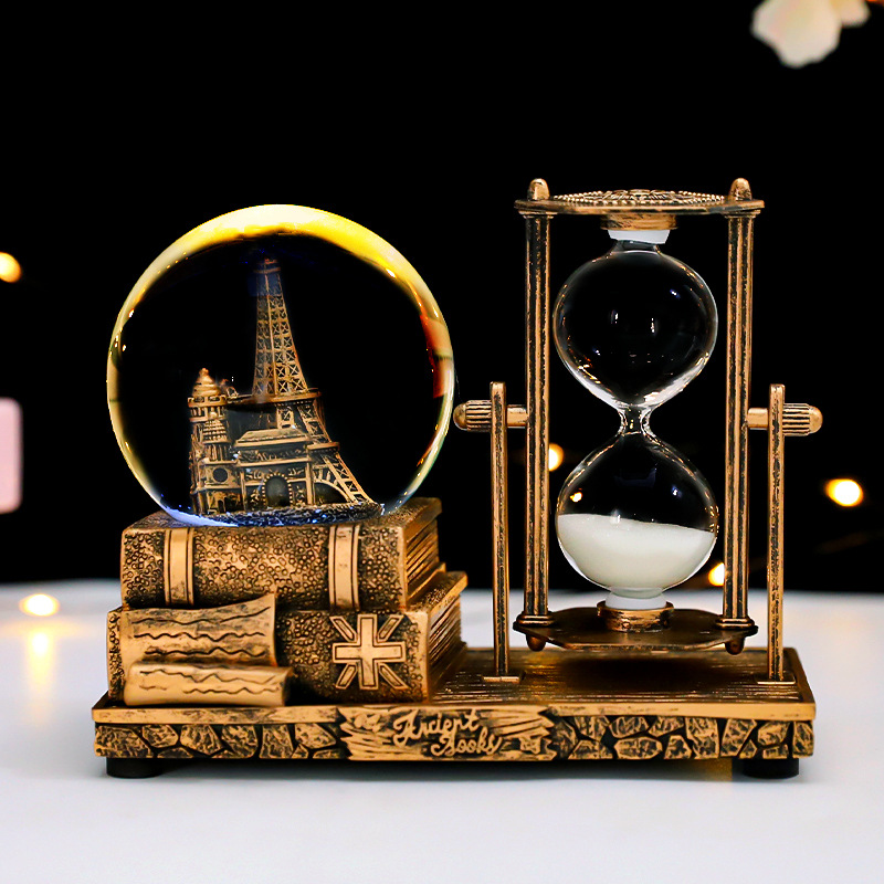 American Retro Ferris Wheel Music Box Timer Hourglass Creative Home Desktop Resin Gift Decoration Ornaments