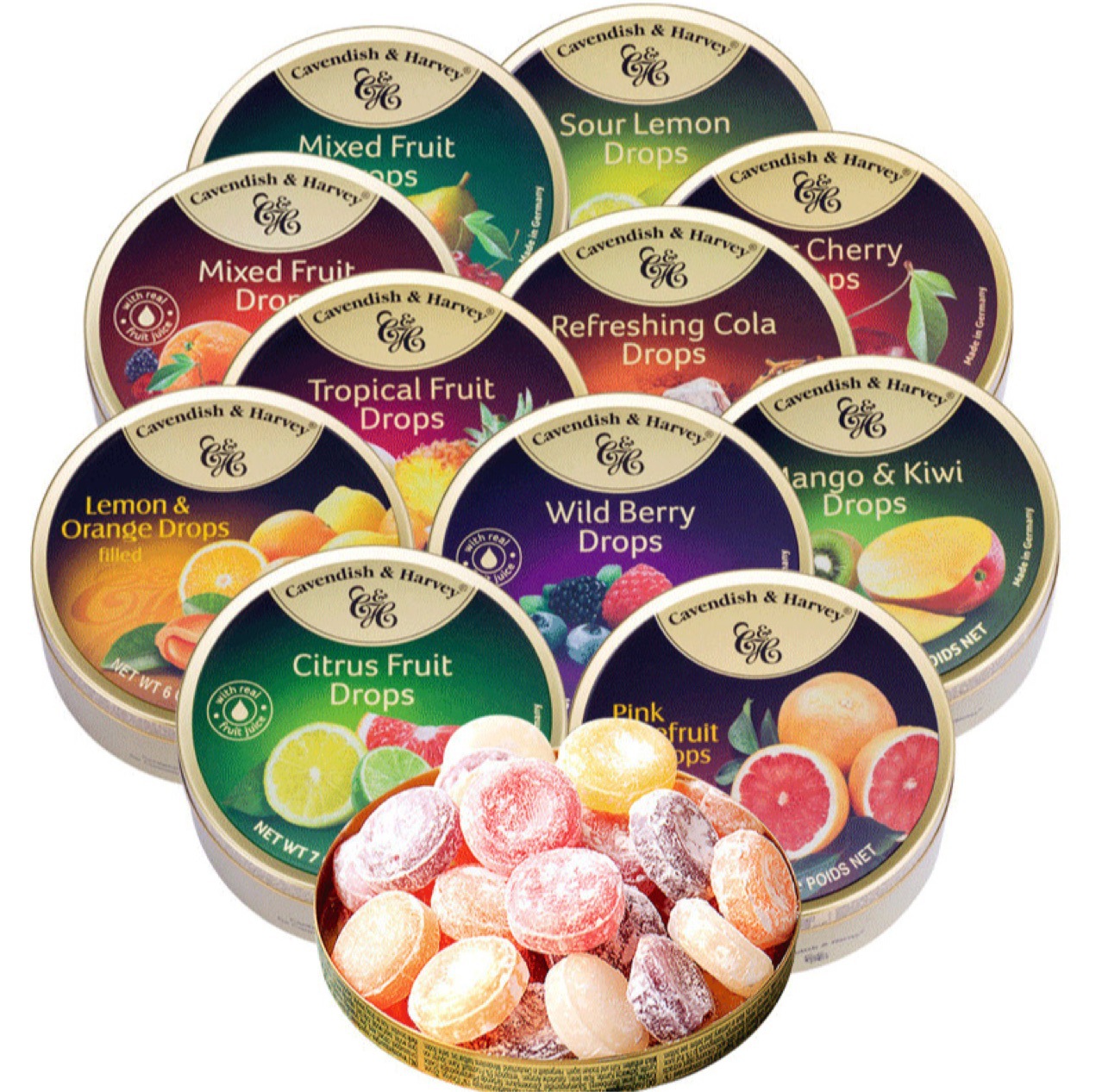 德国进口 嘉云糖 水果硬糖200g*9盒一件 铁盒装混合水果糖 批发