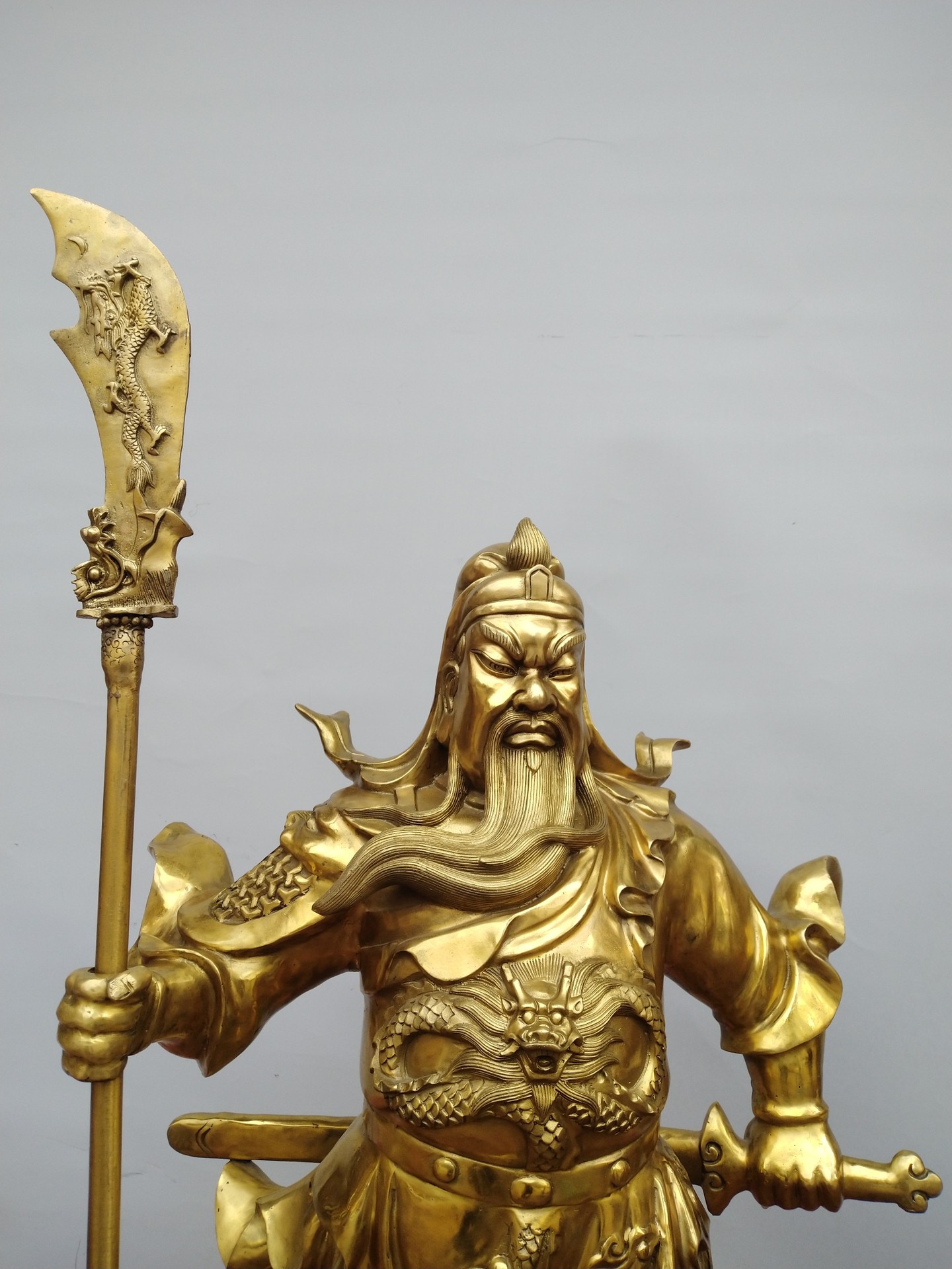 黄铜关公摆件立刀关公黄铜像摆设家居办公工艺品礼品