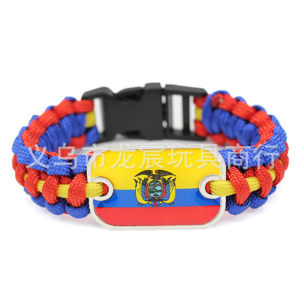 Supply Guiana National Flag Bracelet World National Flag Parachute Cord Woven Bracelet Outdoor Life-Saving Bracelet