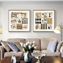 美式客厅装饰画古典沙发背景墙轻奢挂画餐厅玄关复古巴洛克艺术画