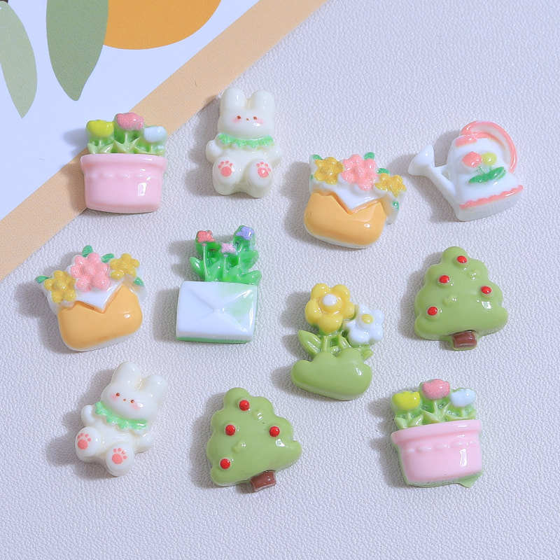 cartoon mini garden children‘s fun handmade diy cream glue phone case hairpin headdress resin accessories wholesale