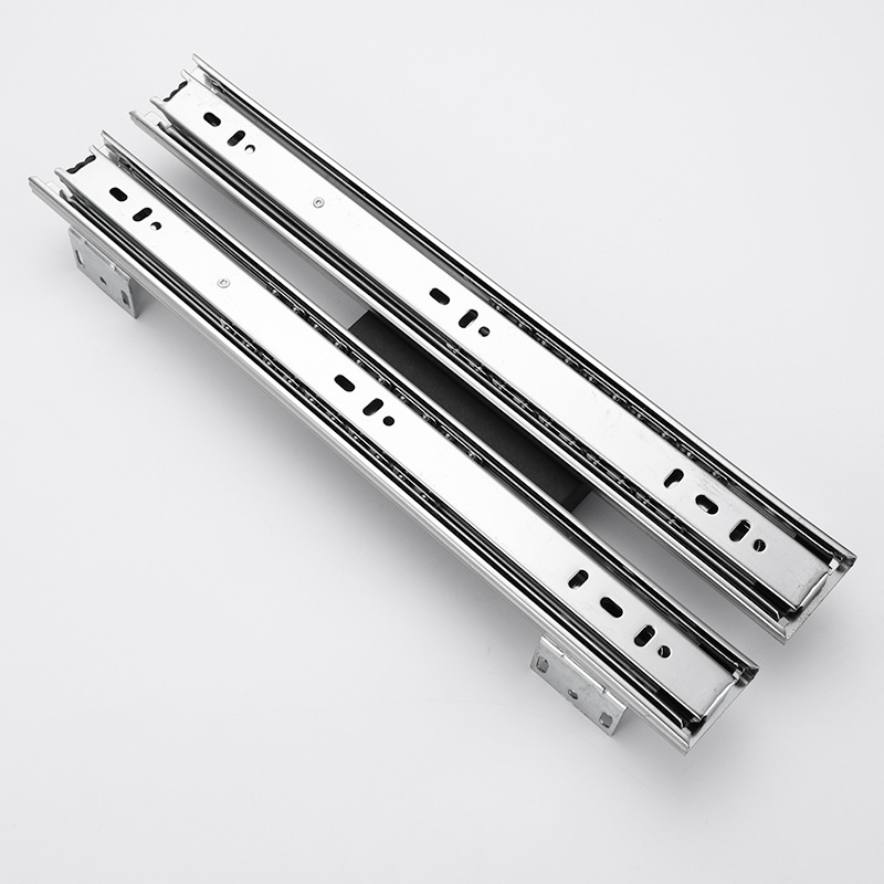 橱柜静音三节外侧角拉篮滑轨 抽屉柜子侧装冷轧钢导轨拉篮配件