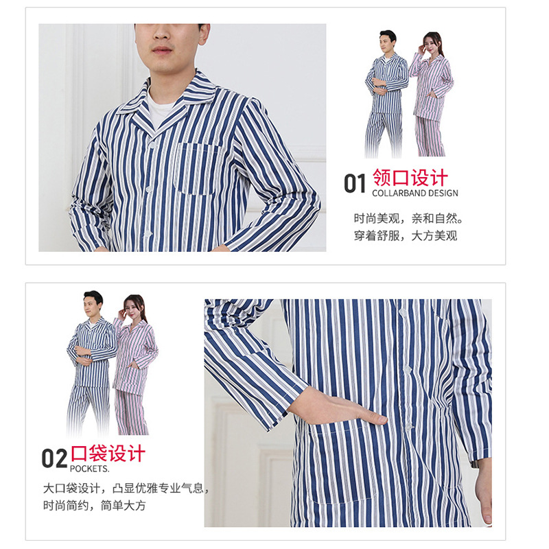 Hospital Gown Female Male Summer Pure Cotton Hospital Dress Suit Hospital Gown Spirit Hospitalism Hospital Pajamas Long Sleeve Patient's Clothes
