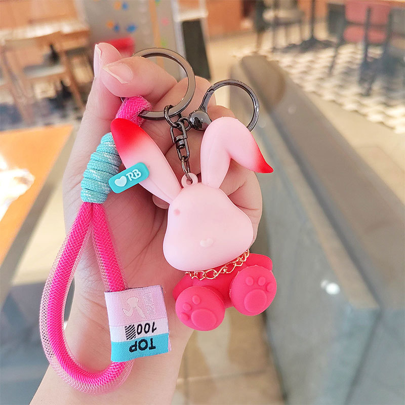 Ice Cream Tram Couple Keychain Pendant Potato Jun Car Key Chain Slippers Bear Head Tilt Du Schoolbag Accessories