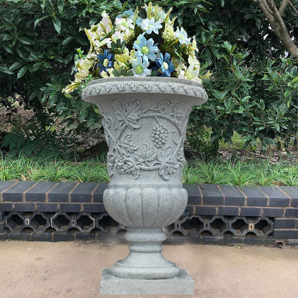 玻璃钢砂岩仿石材白麻石花盆仿石大花别墅庭院户外景观欧式花钵