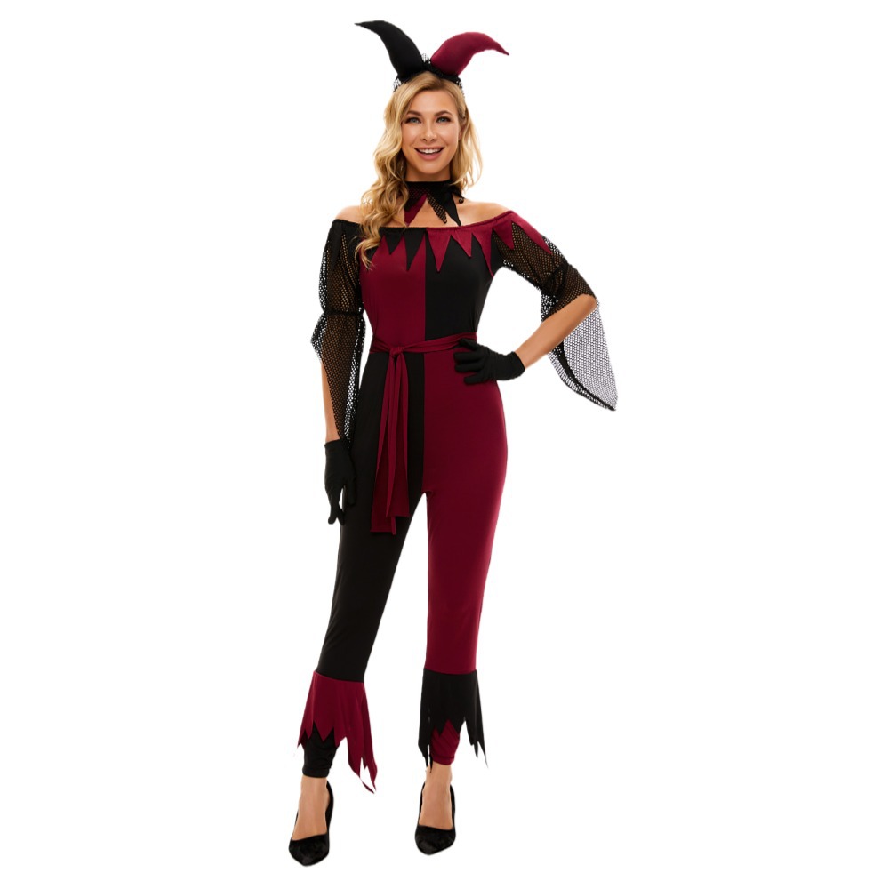 新款万圣节服装 魔术师马戏团连体衣小丑演出服 自杀小分队服装采购