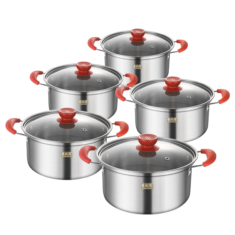 Cross-Border Stainless Steel Soup Pot Set 10-Piece Set Southeast Asian Kitchen Cooking Pot Set Soup Pot Wholesale Potset