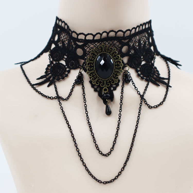 Halloween Necklace Necklace Clavicle Chain Female Short Neckband Lace Super Fairy Online Influencer Necklace Party Necklace