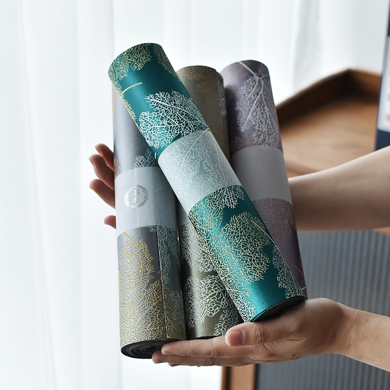 枫叶新中式织锦提花茶席大号轻奢布艺桌旗茶桌布西阵织干泡茶几垫