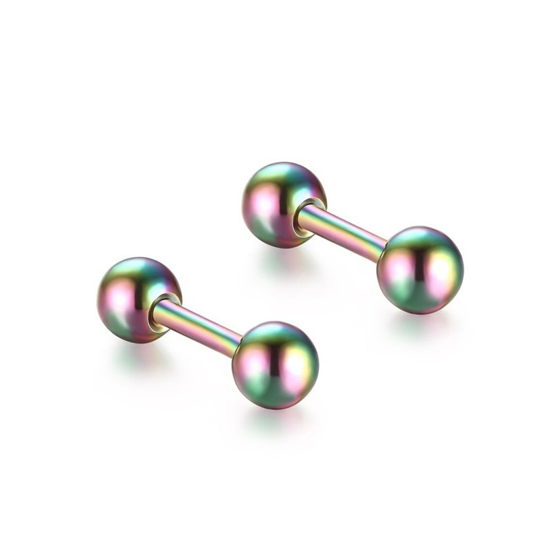 316 Stainless Steel Personality Trend Ear Bone Stud Barbell Stud Earrings Double-Headed Twist Ball Earring Popular Piercing Jewelry Factory