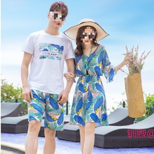 2023新款沙滩情侣装夏装海边套装三亚泰国旅游穿搭蜜月短袖母女裙